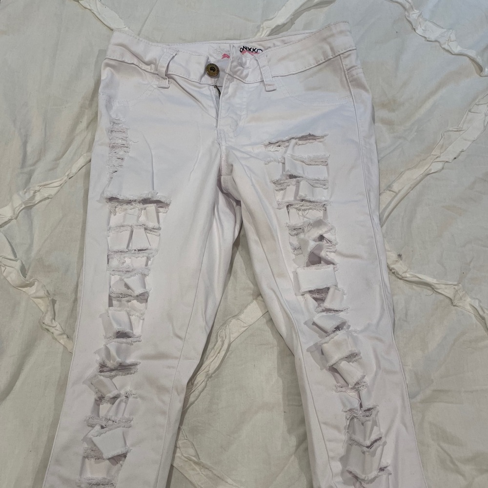 Kids white ripped jeans